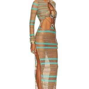 Jaded Swim Womens Allure Stripe Knit Maxi Beach Dress Multicolor Size XS